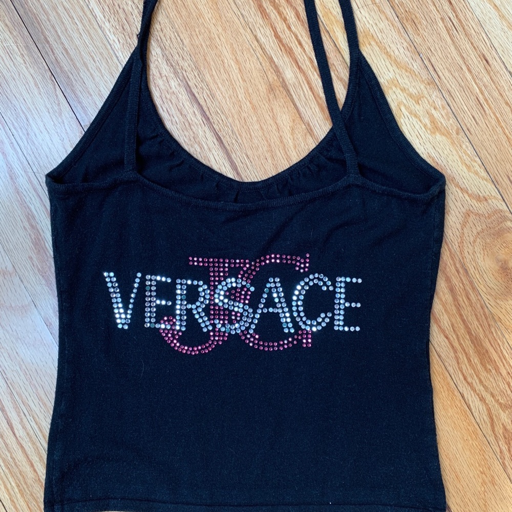 Versace Jeans Couture crop Swarovski logo/straps
